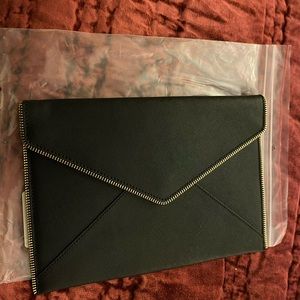 NWT Rebecca Minkoff envelope clutch - black with gold trim